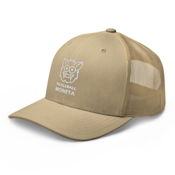 Pickleball Monsta Structured Hat - White on Khaki - Rally - Image 3