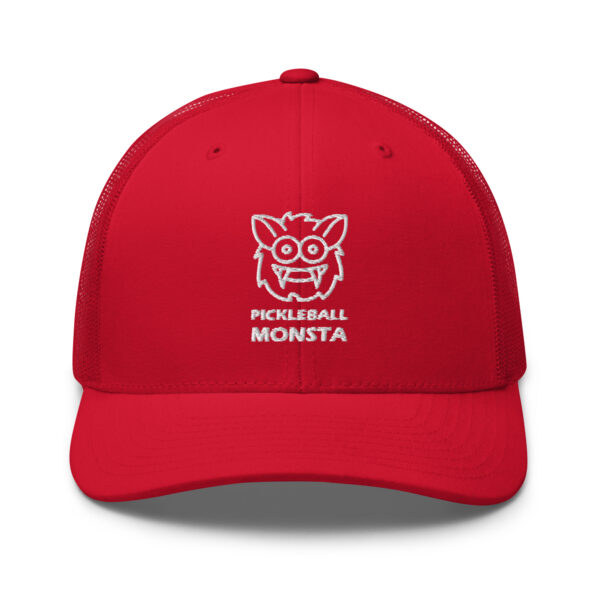 Pickleball Monsta Structured Hat - White on Red - Rally
