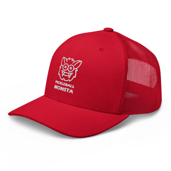 Pickleball Monsta Structured Hat - White on Red - Rally - Image 3