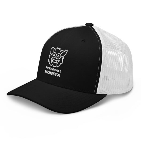 Pickleball Monsta Structured Hat - White on Black & White - Rally - Image 3