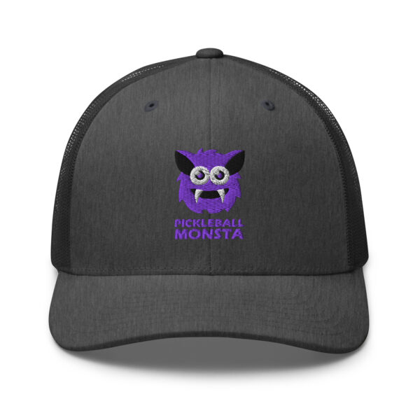 Pickleball Monsta Structured Hat - Purple on Charcoal Heather - Rally (Solid)