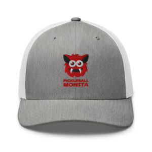 Pickleball Monsta Structured Hat - Red on Gray Heather & White - Rally (Solid)