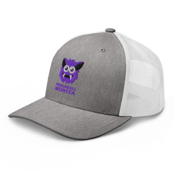 Pickleball Monsta Structured Hat - Purple on Gray Heather & White - Rally (Solid) - Image 3