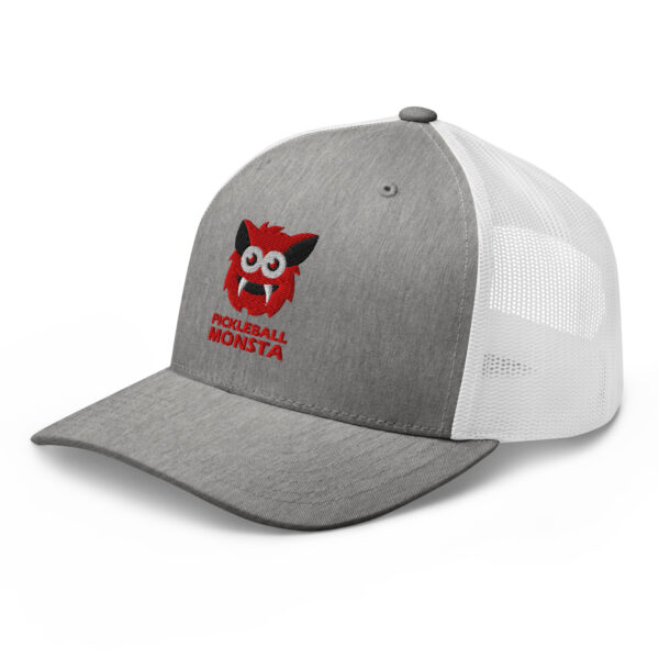 Pickleball Monsta Structured Hat - Red on Gray Heather & White - Rally (Solid) - Image 3