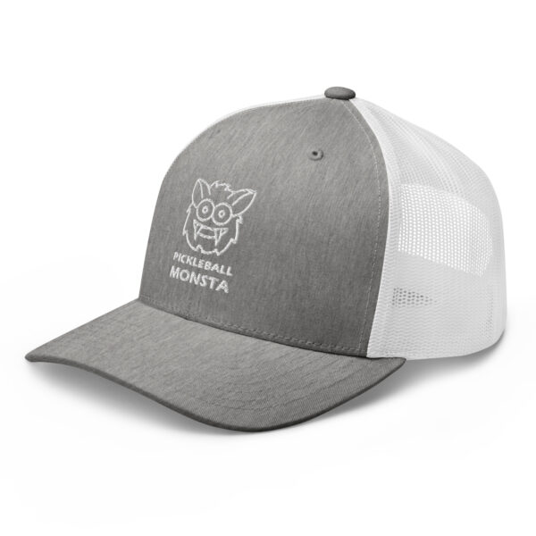 Pickleball Monsta Structured Hat - White on Gray Heather & White - Rally - Image 3
