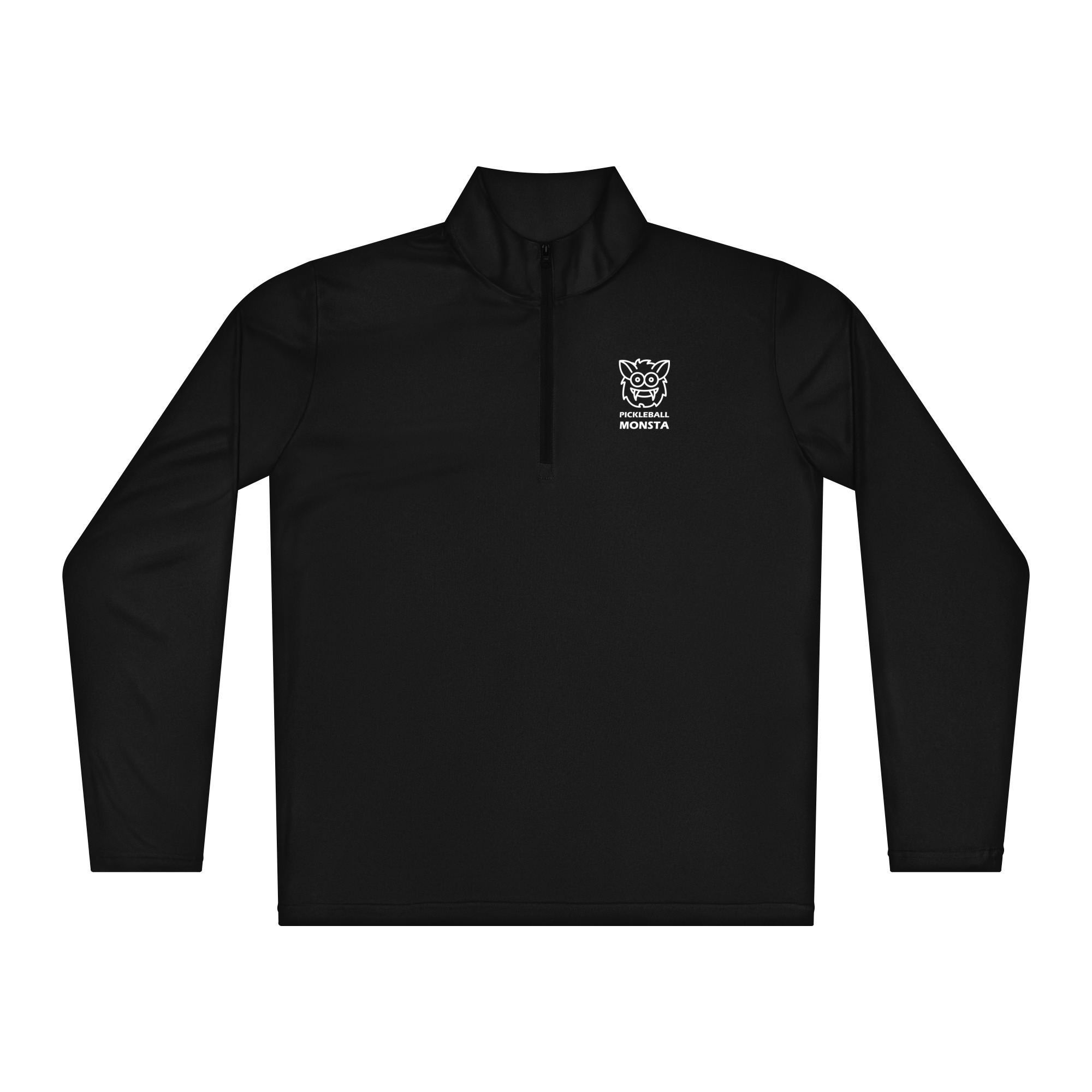 Pickleball Monsta Lightweight Unisex Quarter Zip Pullover – Black