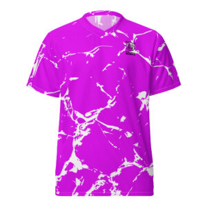 Pickleball Monsta Unisex Short Sleeve Jersey – Splatter – White on Light Purple