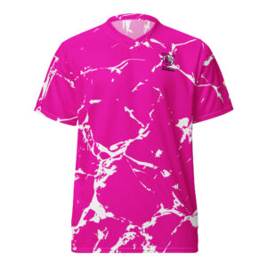 Pickleball Monsta Unisex Short Sleeve Jersey – Splatter – White on Pink