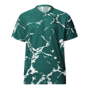 Pickleball Monsta Unisex Short Sleeve Jersey – Splatter – White on Teal